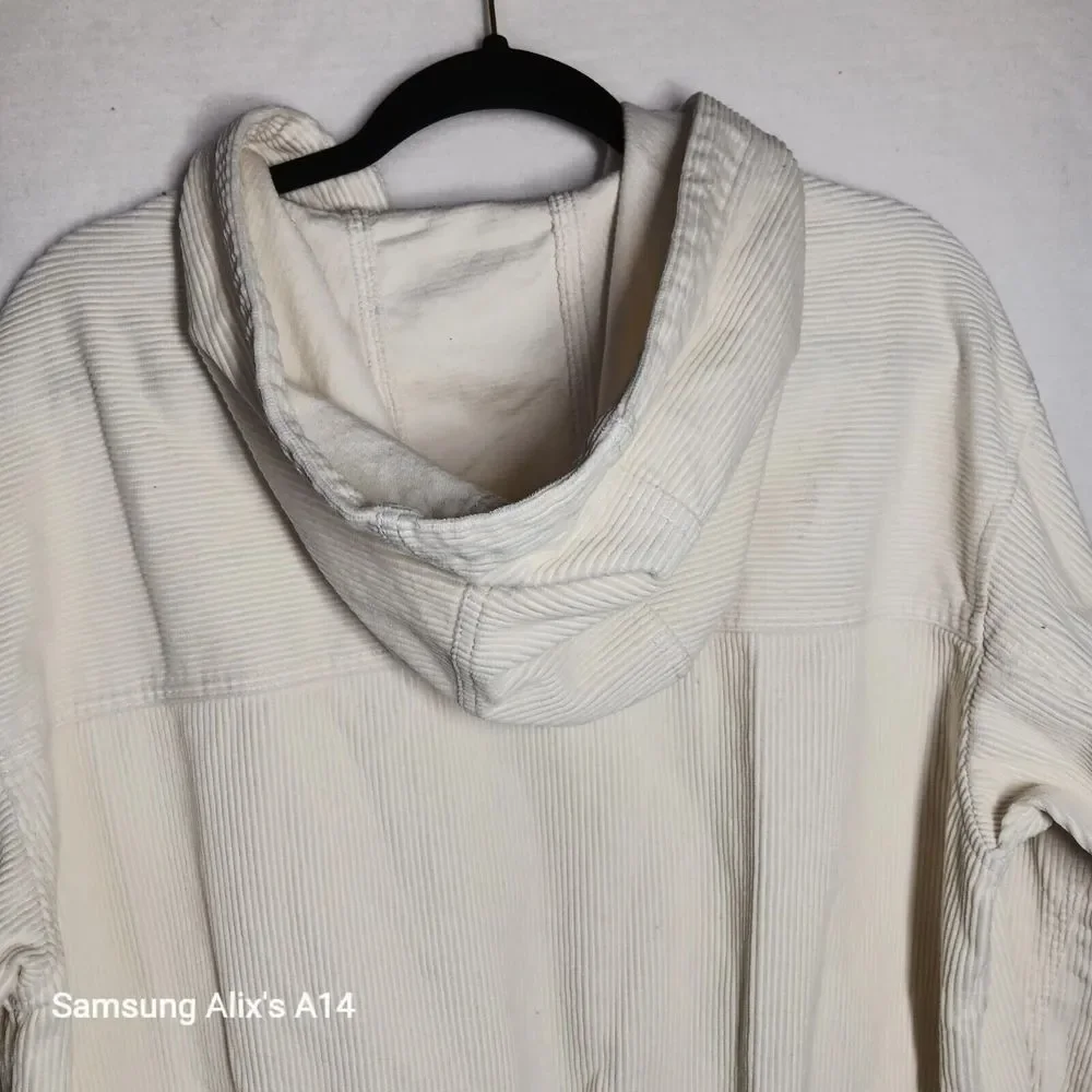 BDG Urban Outfitters Cream Corduroy‎ Hooded Crop Jacket Size Small